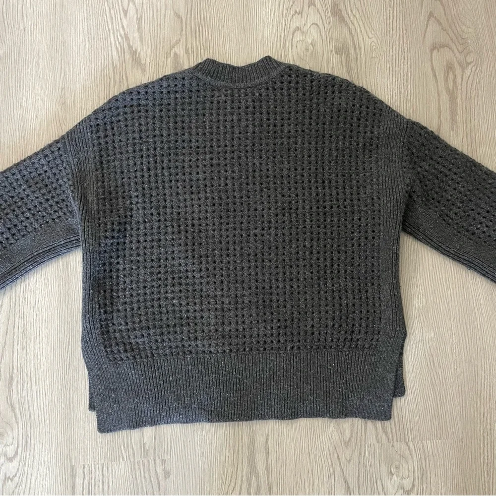 All Saints Eden Open Knit Sweater Marled Charcoal Gray